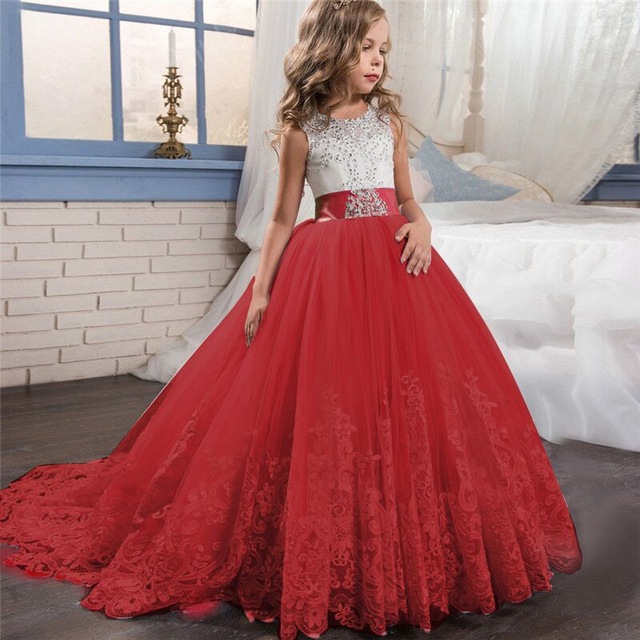 Girl Dress Bridesmaid Pageant Gown Dress Girl Kids Dresses for Girls Teenager Party Wedding Clothes