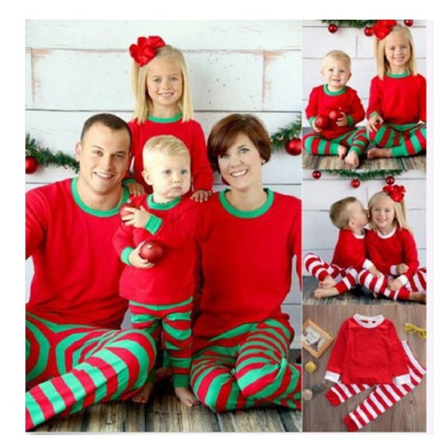 2021 High quality Striped Christmas Family Pajamas Pyjamas Set Family Look Matching Navidad Family Matching Clothes