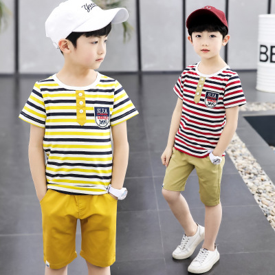 2021 High quality Sport Suits Teenage Summer Boys Clothing Sets Short Sleeve T Shirt and Pants Casual