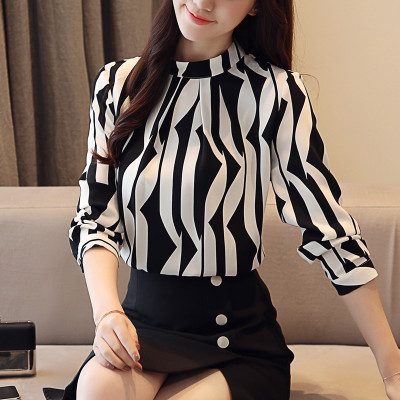 High quality Fashion woman blouse chiffon blouse shirt long sleeve office work wear for women blouse