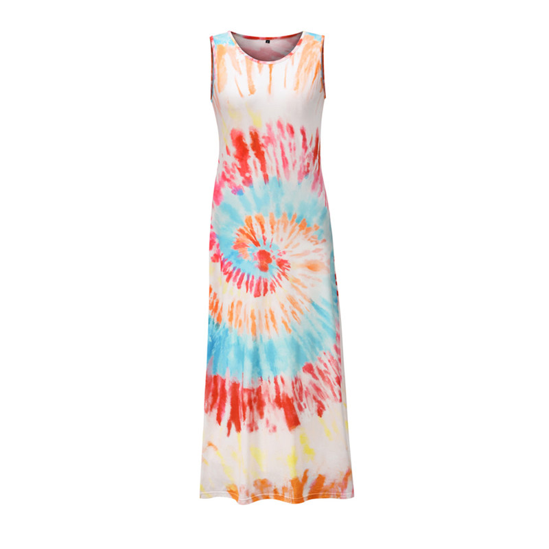 2021 High quality Fashion Women Dress Ladies Summer Loose Floral Sleeveless Dress Beach Casual Boho Maxi Dresses