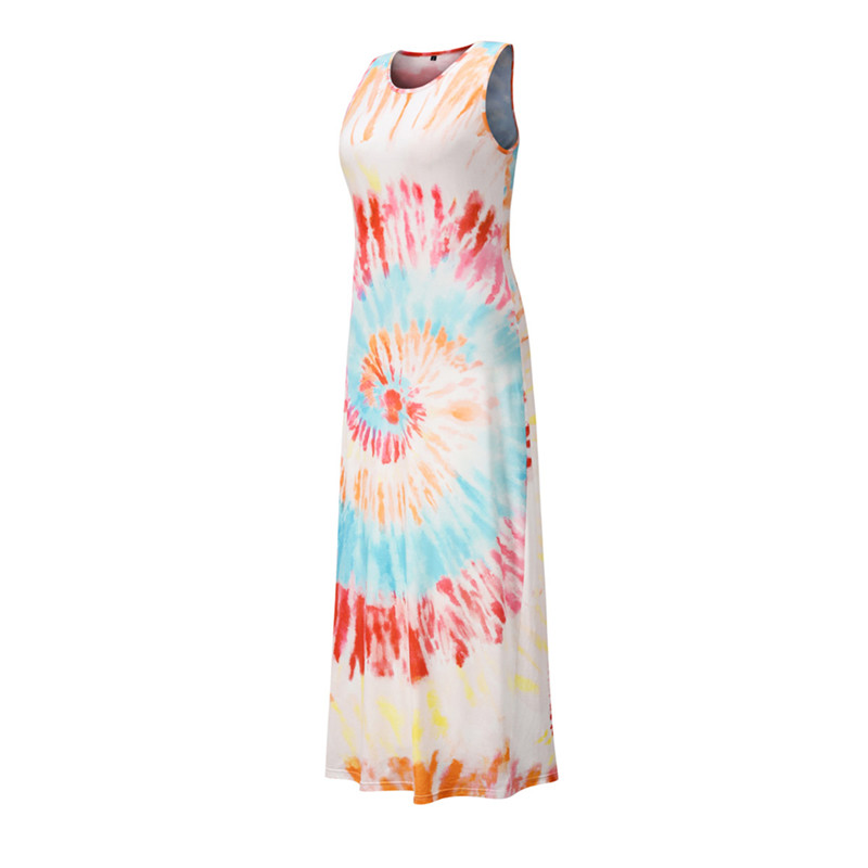 2021 High quality Fashion Women Dress Ladies Summer Loose Floral Sleeveless Dress Beach Casual Boho Maxi Dresses