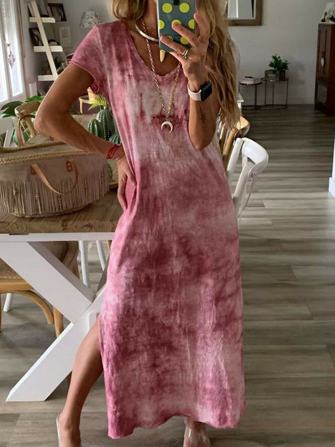 2021 High quality Women Ladies Short Sleeve Bohemia Long Maxi Dress Fashion Summer Beach Party Casual dress