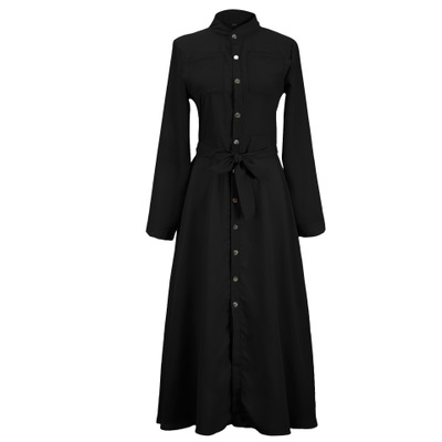 High quality Shirt Dress Women Turn-down Collar Solid Spring Maxi Ladies Dresses Long Sleeve Casual Women Dress