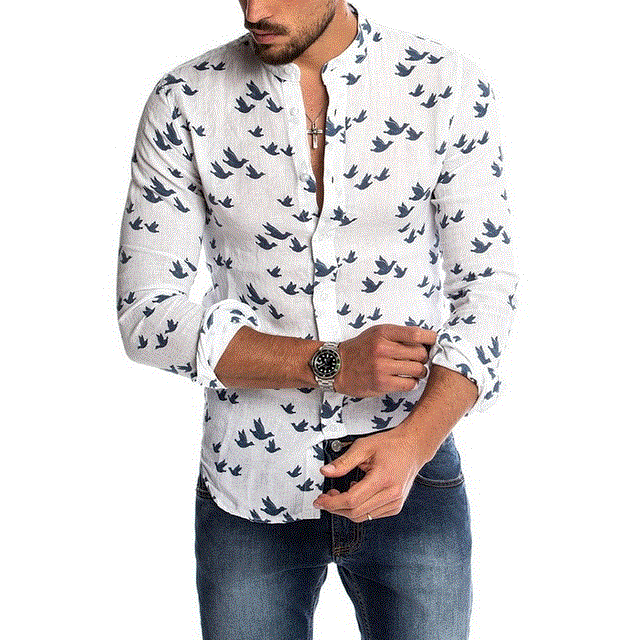 High quality Hawaiian Shirt Long Sleeve Wild Goose Print Button Linen Shirts Summer Hombre Mens Shirts