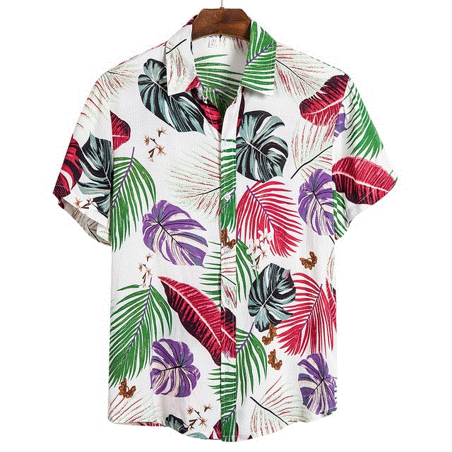 High quality Hawaiian Shirt Long Sleeve Wild Goose Print Button Linen Shirts Summer Hombre Mens Shirts