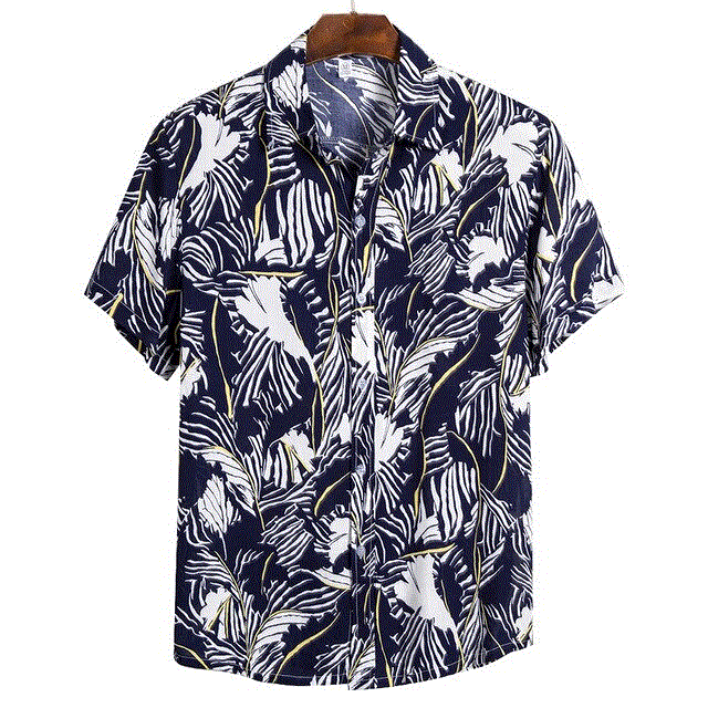 High quality Hawaiian Shirt Long Sleeve Wild Goose Print Button Linen Shirts Summer Hombre Mens Shirts