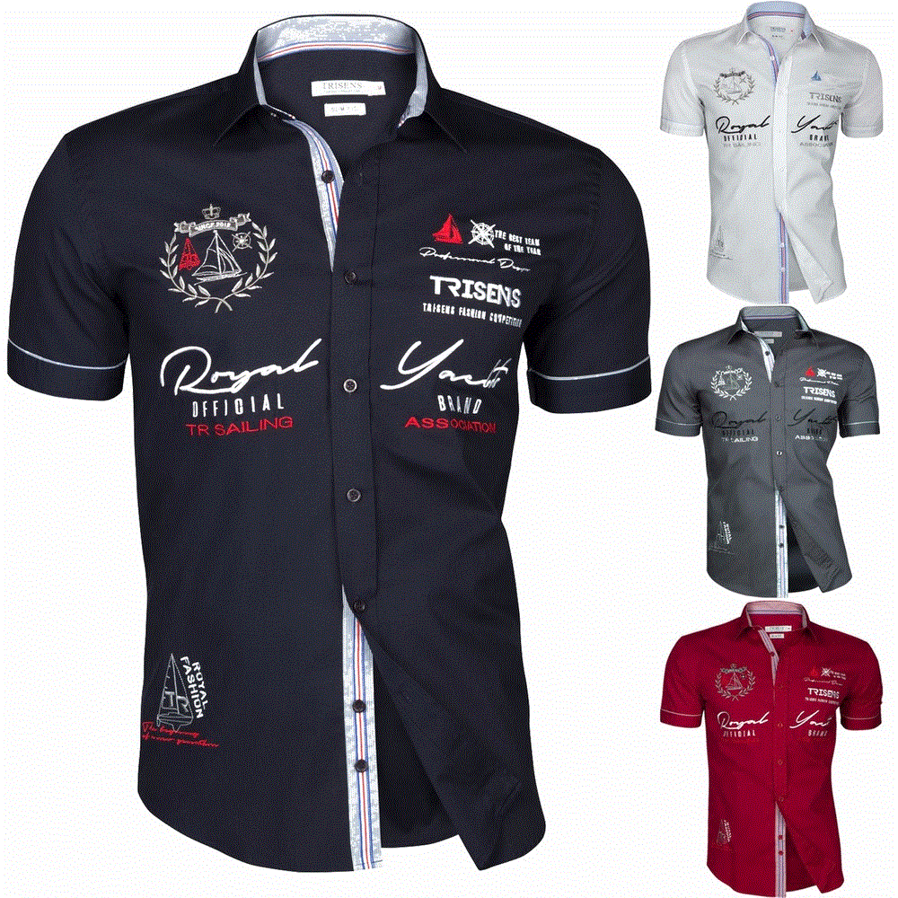 High quality Men's Fashion Shirts Color Block Summer Casual Short Sleeve Shirt Casual Slim Solid Color Top