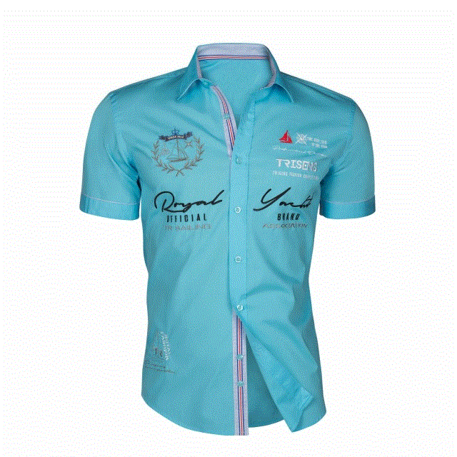 High quality Men's Fashion Shirts Color Block Summer Casual Short Sleeve Shirt Casual Slim Solid Color Top