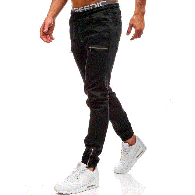 High quality Casual Skinny Jeans Men Straight Denim Jeans Pants Skinny men's jeans are light colored and ripped