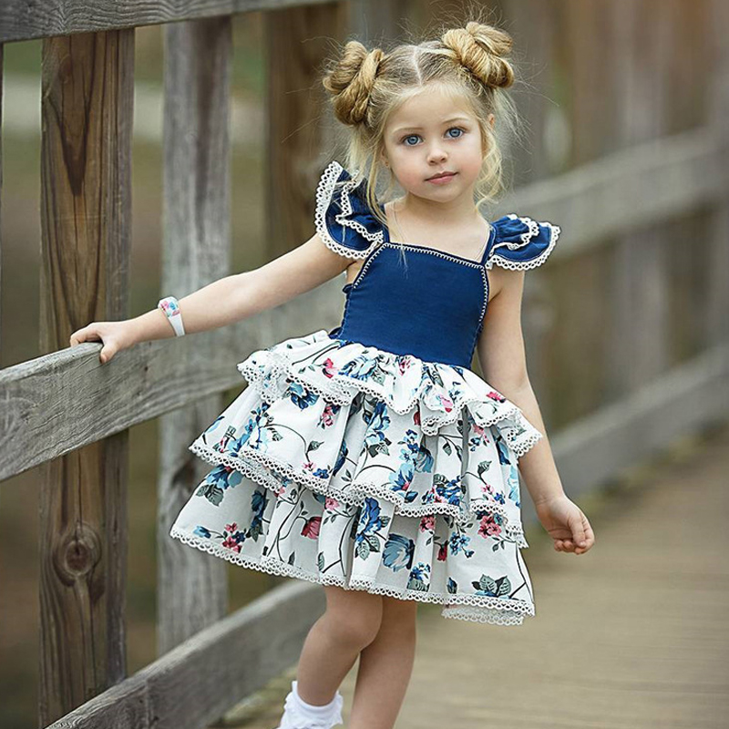Girls Dresses Children Casual Ball Gown Dress Summer Girls Flying Sleeve Clothes Party dress