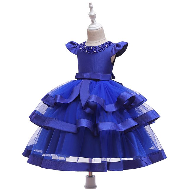 2021 High quality Kids Girl Cake Tutu Flower Dress Children Party Wedding Formal Dress for Girl Princess First