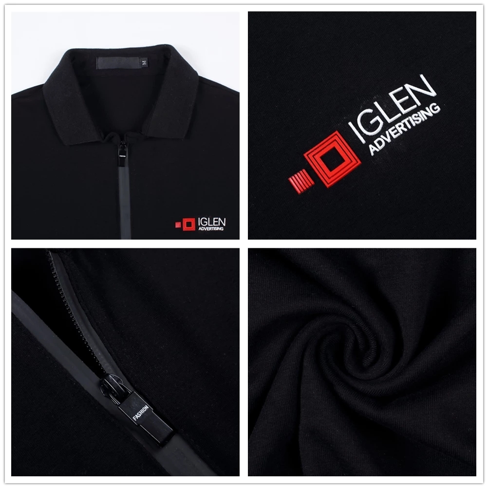 High quality Autumn Men Long Sleeve Zipper Collar Print Casual Tshirt Cotton Slim Fit T-shirt Men Clothing