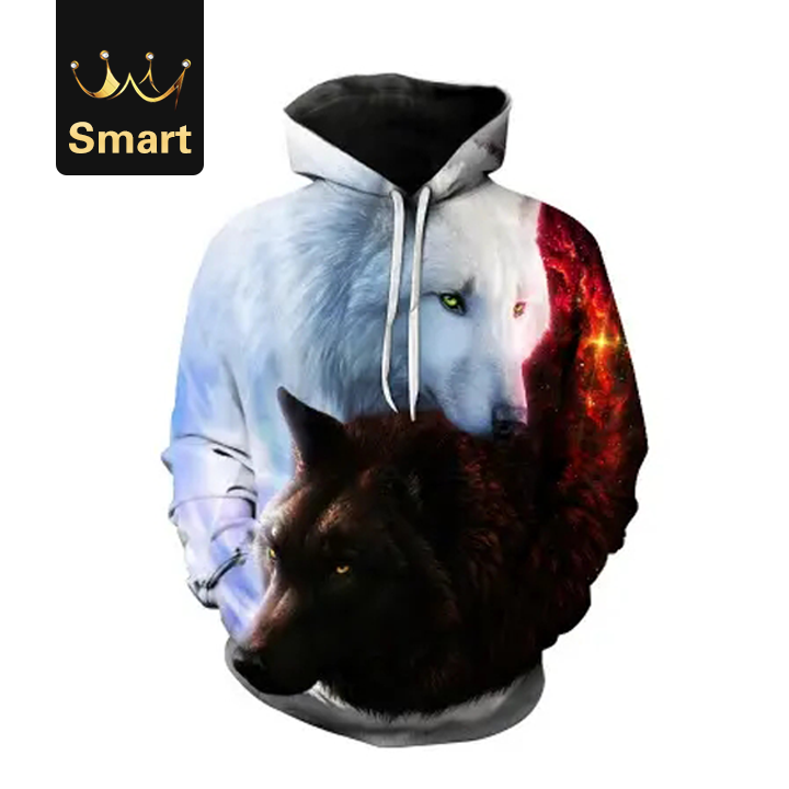 High quality Autumn men's jacket Star Wolf digital print hooded sweater large size Hoodie