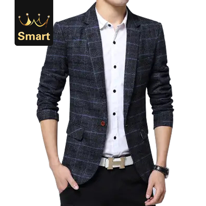 High quality Blazer Mens knitting Plaid Suit Casual Silm Social Business men jacket Coat
