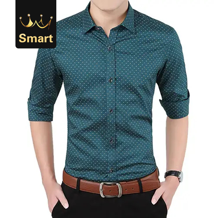 2021 High quality Autumn Men Clothes Slim Fit Men Long Sleeve Shirt Men Polka Dot Casual Men Shirt
