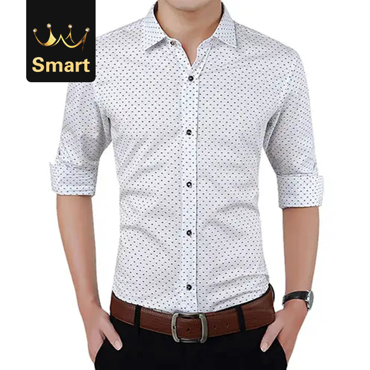 2021 High quality Autumn Men Clothes Slim Fit Men Long Sleeve Shirt Men Polka Dot Casual Men Shirt