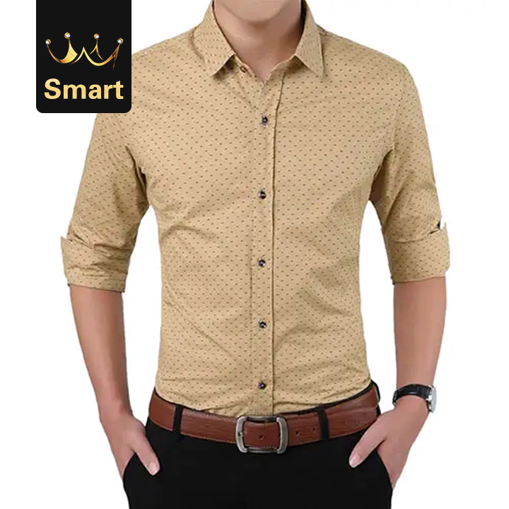 2021 High quality Autumn Men Clothes Slim Fit Men Long Sleeve Shirt Men Polka Dot Casual Men Shirt