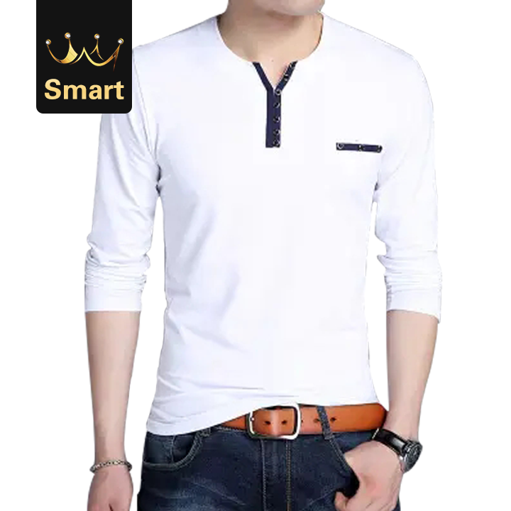High quality Men Long Sleeve Men's T-shirt Fashion Slim Fit V-neck Casual Male Tshirt