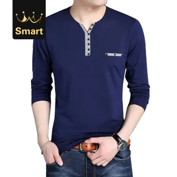High quality Men Long Sleeve Men's T-shirt Fashion Slim Fit V-neck Casual Male Tshirt