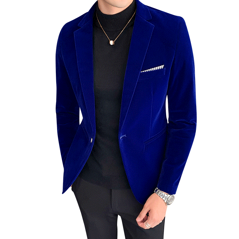 High quality Men's Blazer Fall Winter Velvet Slim Suit Jacket Fashion Men's Trend and Business Gentleman High-end Large Size M-5XL Suit coat