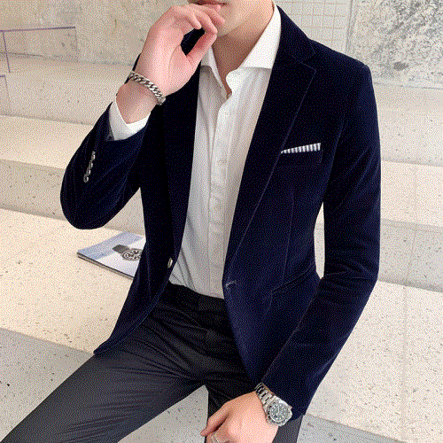 High quality Men's Blazer Fall Winter Velvet Slim Suit Jacket Fashion Men's Trend and Business Gentleman High-end Large Size M-5XL Suit coat