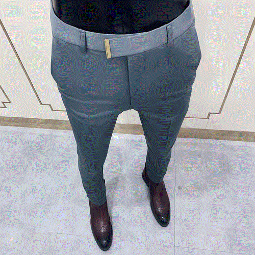 2021 High quality  Business Suit Pant Mens Dress Pants Ankle Length Casual Slim Formal Trousers Elastic Pencil Pants Office Work Men Clothes