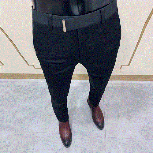 2021 High quality  Business Suit Pant Mens Dress Pants Ankle Length Casual Slim Formal Trousers Elastic Pencil Pants Office Work Men Clothes