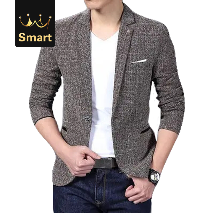 High quality Men Solid Linen Personality Pocket Male Single-Breasted Single Button Terno men jacket coats