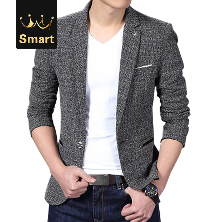 High quality Men Solid Linen Personality Pocket Male Single-Breasted Single Button Terno men jacket coats