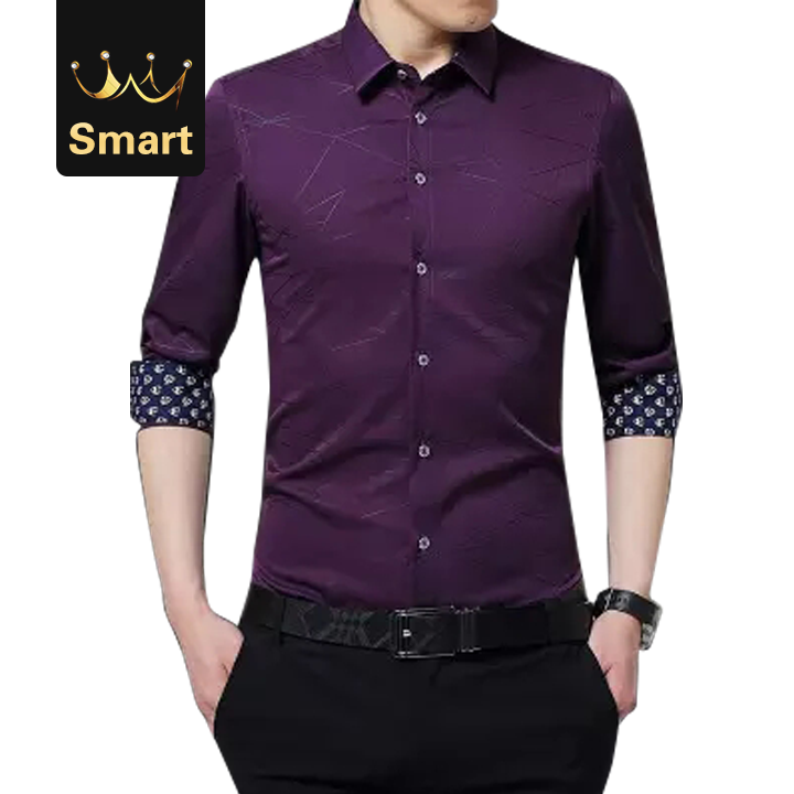 High quality Mens Shirts Long Sleeve Geometric Print Party Shirt Handsome Blouse for Men