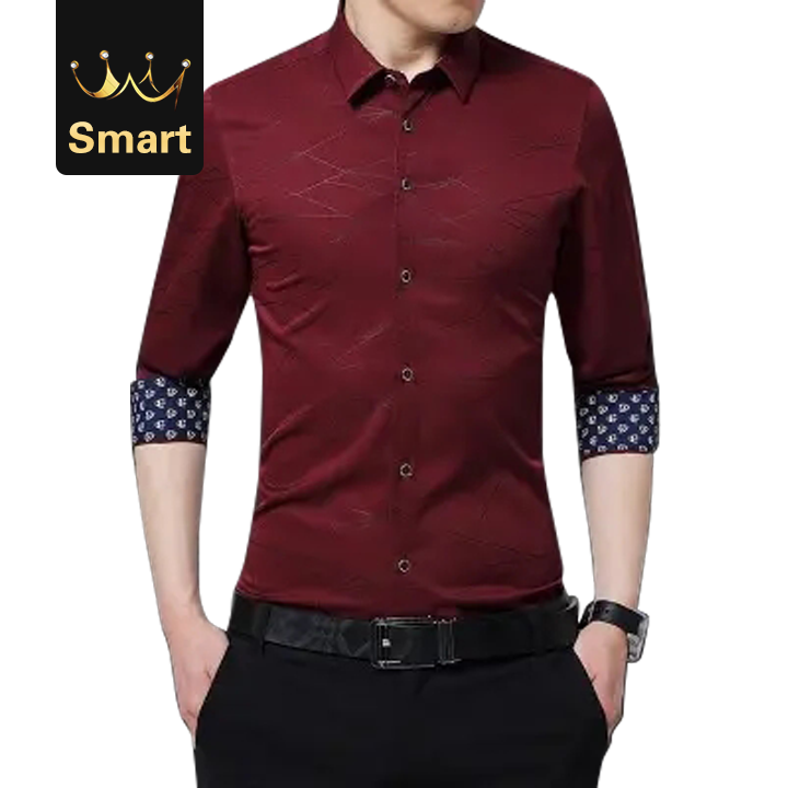 High quality Mens Shirts Long Sleeve Geometric Print Party Shirt Handsome Blouse for Men