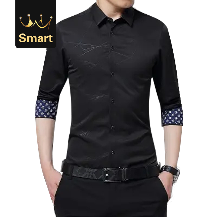 High quality Mens Shirts Long Sleeve Geometric Print Party Shirt Handsome Blouse for Men