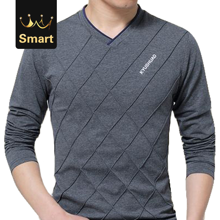 High quality Men Slim Fit Custom Crease Stylish Luxury V Neck Fitness T-shirt Tee Shirt