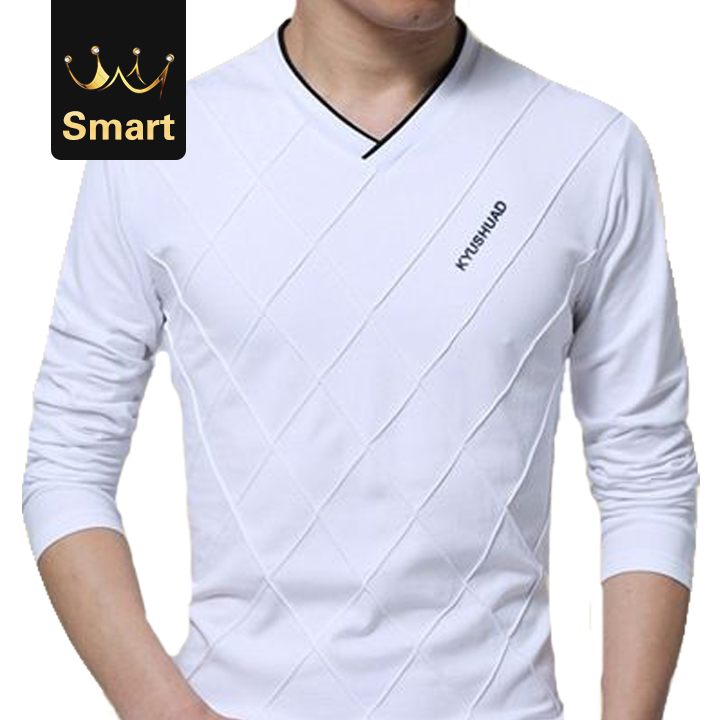 High quality Men Slim Fit Custom Crease Stylish Luxury V Neck Fitness T-shirt Tee Shirt