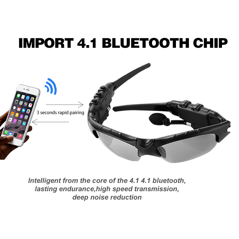 High quality Wireless Bluetooth Headphone Headset Sunglasses Earphone Stereo Music Headset