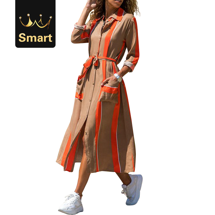 2021 High quality Women V Neck Wrap Long Dress Polka Dot Striped Ladies Bodycon Cocktail Party Dress