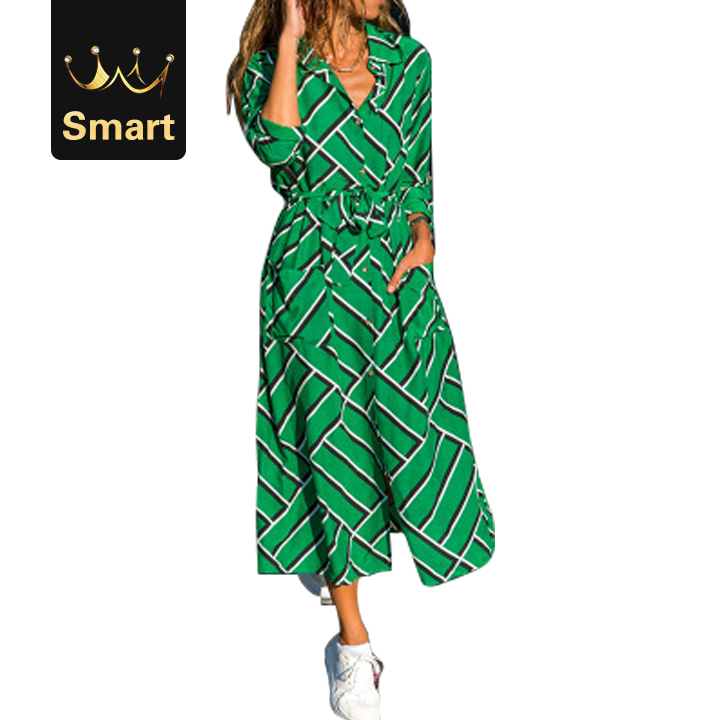 2021 High quality Women V Neck Wrap Long Dress Polka Dot Striped Ladies Bodycon Cocktail Party Dress