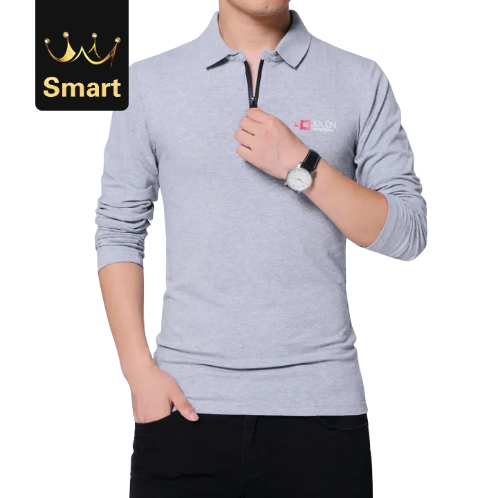 High quality Men Long Sleeve Zipper Collar Print Casual Tshirt Cotton Slim Fit T-shirt Plus Size T-shirts and Polo shirt