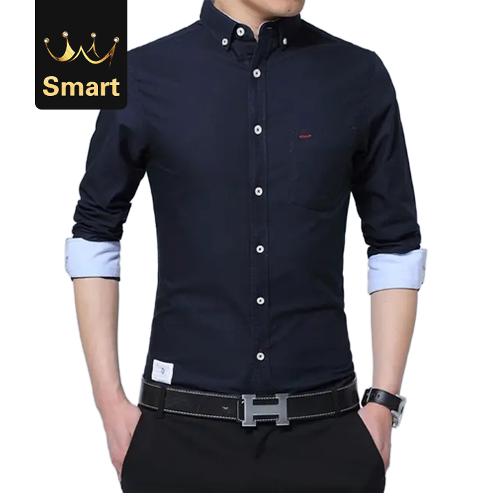 2021 High quality   Black Friday Men's Shirts Long Sleeves Solid Shirt Slim Fit Cotton Casual Social Shirt Men