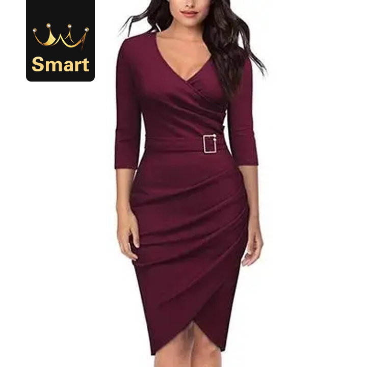 High quality Women's Vintage Sexy Irregular Hem 3/4 Sleeve Cocktail Party Women Dress
