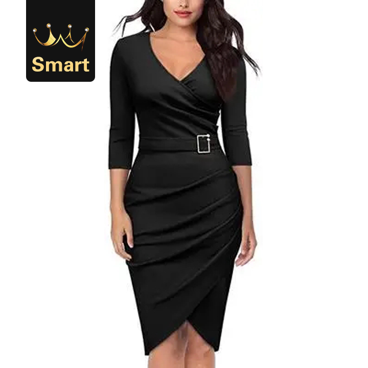 High quality Women's Vintage Sexy Irregular Hem 3/4 Sleeve Cocktail Party Women Dress