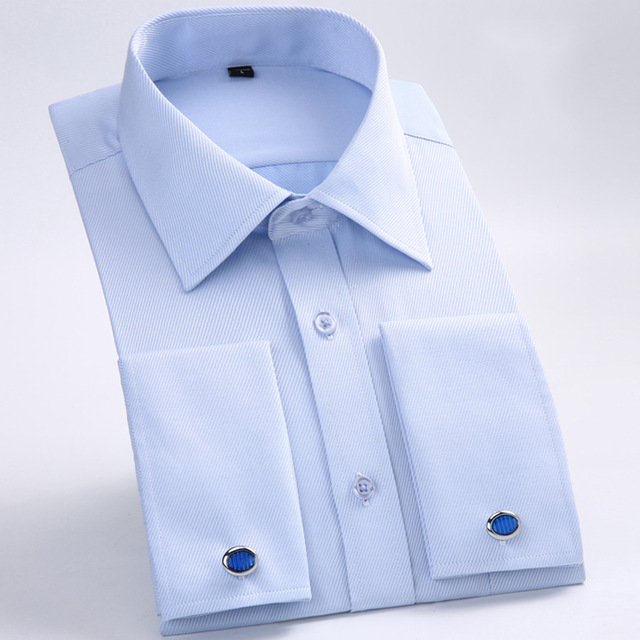 High quality Men's Shirts Loose French Cuff Regular Fit Luxury Striped Business Long Sleeve Cufflinks Social