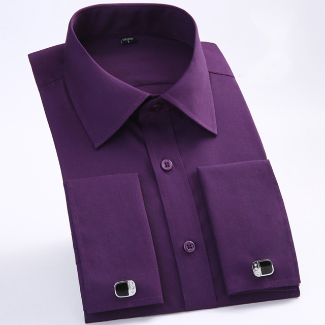 High quality Men's Shirts Loose French Cuff Regular Fit Luxury Striped Business Long Sleeve Cufflinks Social