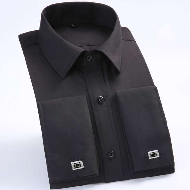 High quality Men's Shirts Loose French Cuff Regular Fit Luxury Striped Business Long Sleeve Cufflinks Social