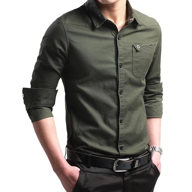 2021 High quality Shirts for men New Thin Breathable Military Men Shirts Long Sleeve Slim Men's Shirts Business Men