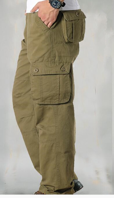 High quality Men's Cargo Pants Mens Casual Multi Pockets Military Tactical Pants Men Outwear Straight Trousers