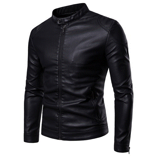 High quality Leather Jacket Autumn Winter Men's Pure Color Stand Collar Plus-size Slim Fit Men Jacket