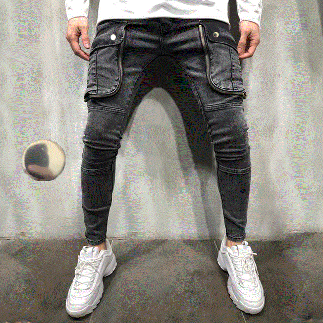 2021 High quality Patchwork Jeans Pleated Camouflage Slim Fit Jeans for Men Washed Ripped Jeans Streetwear Trousers
