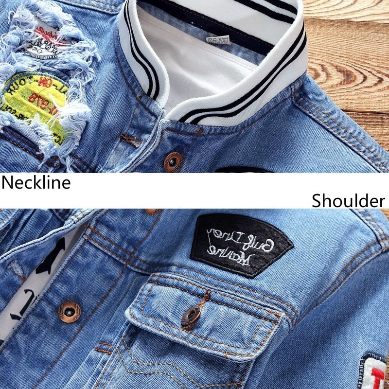 High quality Mens Denim Jacket Casual Slim Fit Stand Collar Pilot Zipper Male Streetwear Men Loose Jean Coats
